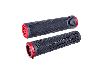 ODI CF Lock-On Grips Pearl Black w/ Red Clamp