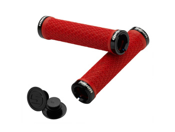 SRAM DH Silicone Locking Grips Red with Double Clamps & End Plugs