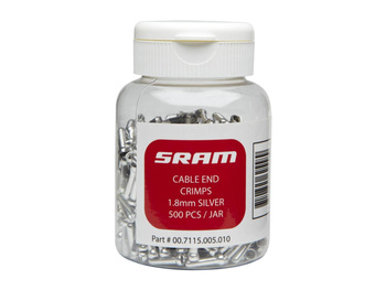 Brake Cable End Crimps 1.8mm Silver 500-count Jar