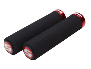 SRAM Locking Grips Foam 129mm Black with Single Red Clamp and End Plugs