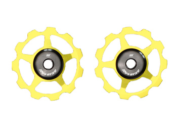 Reverse aluminium pulley set for Colab chain tensioners sealed ball bearings. gold
