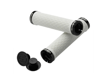 SRAM DH Silicone Locking Grips White with Double Clamps & End Plugs
