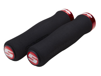 SRAM Locking Grips Contour Foam 129mm Black with Single Red Clamp and End Plugs