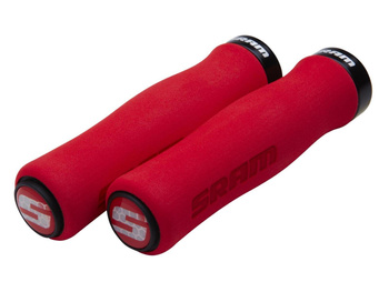 SRAM Locking Grips Contour Foam 129mm Red with Single Black Clamp and End Plugs