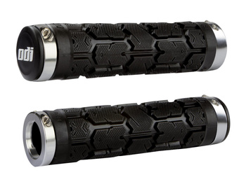 ODI MTB grips Rogue Lock-On black, 130mm silver clamps, Bonus Pack