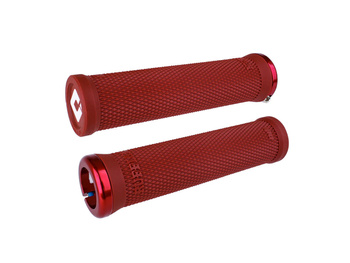 ODI Grips Ruffian V2.1 Lock-On red w/ red clamps 135mm